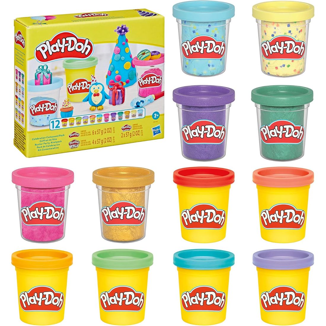 Play-Doh Celebration Compound 12-Pack, Confetti & Metallic Shine